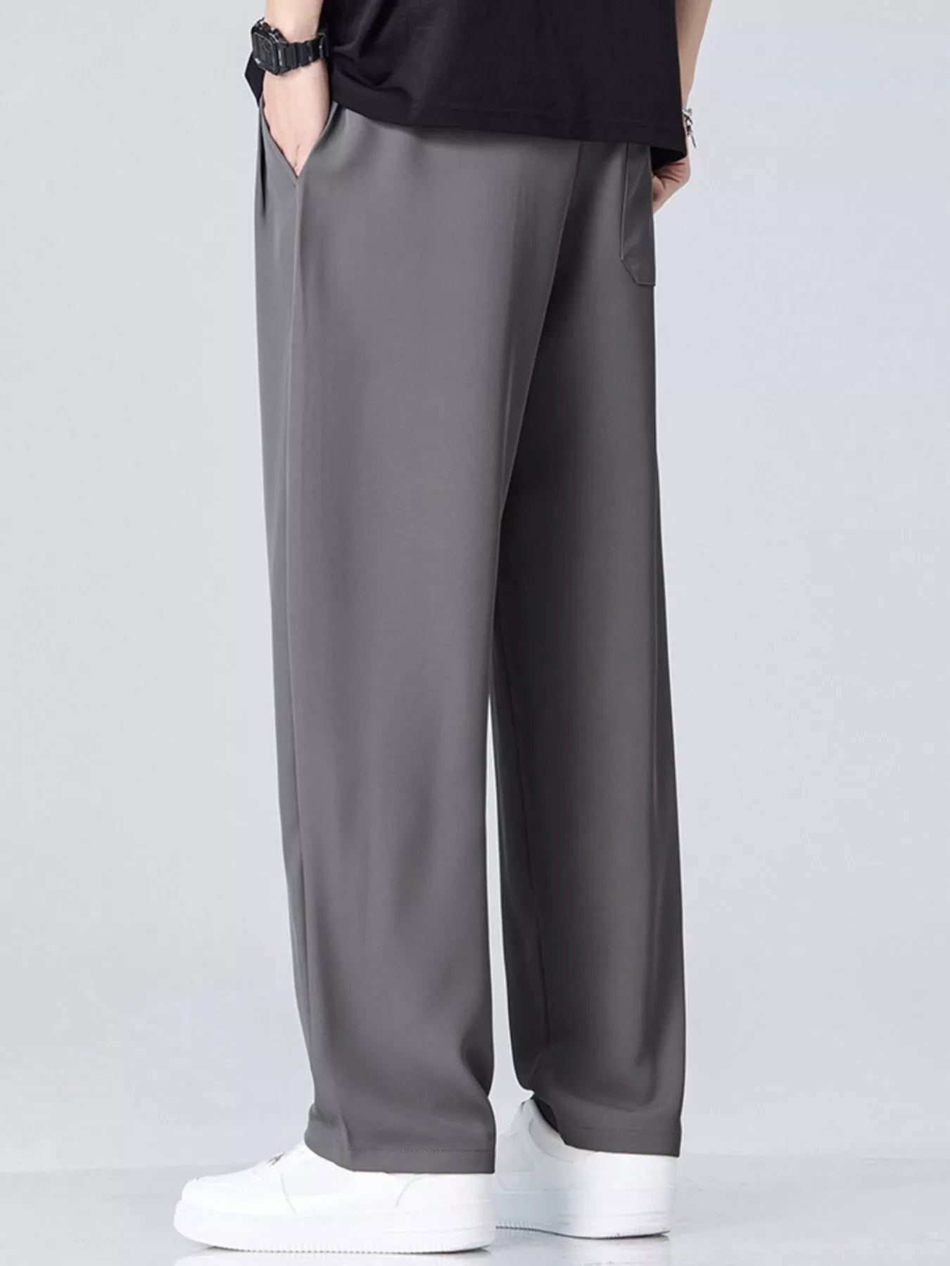 Wide Leg Pants in Dark Gray for Men