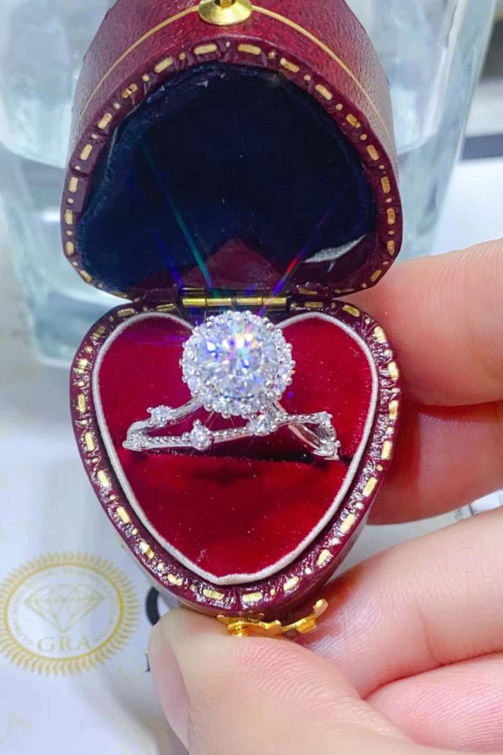 1 Carat Moissanite Platinum-Plated Ring in White for Women