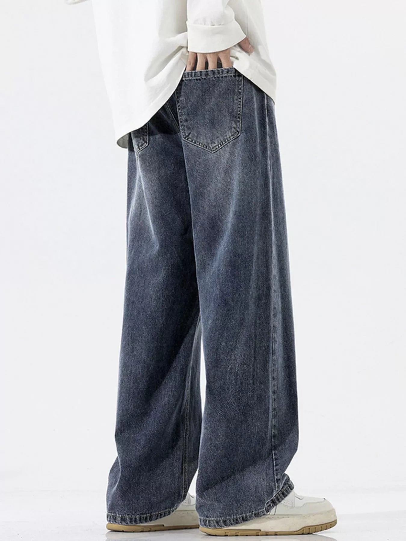 Wide-Leg Relaxed Fit Jeans Plus Size in Dusty Blue for Men