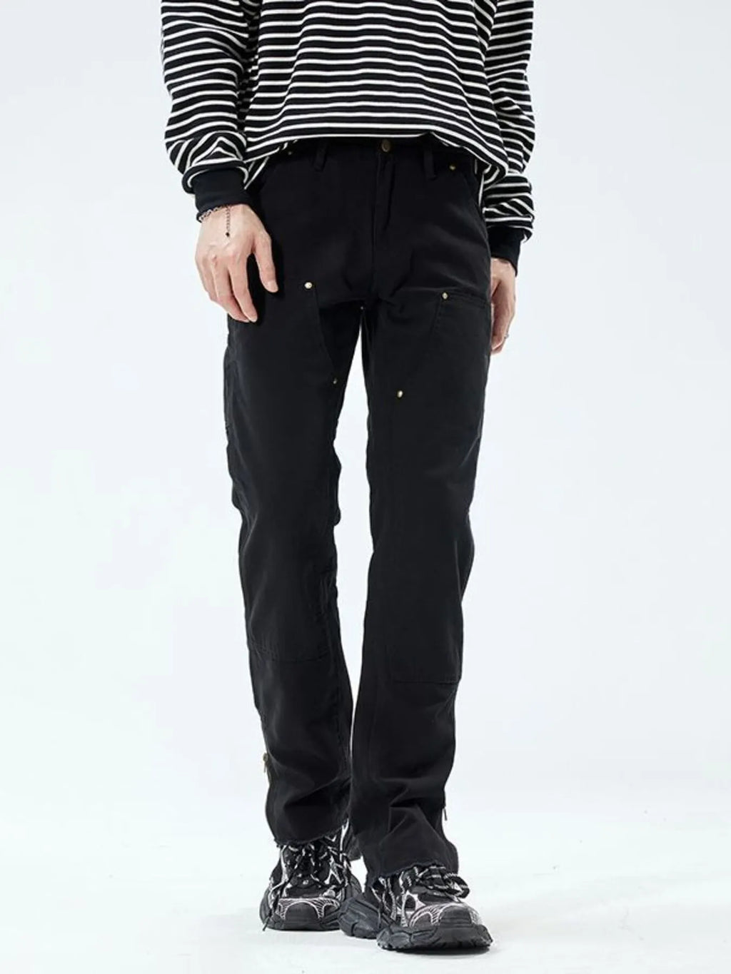 Wide Leg Jeans in Black for Men