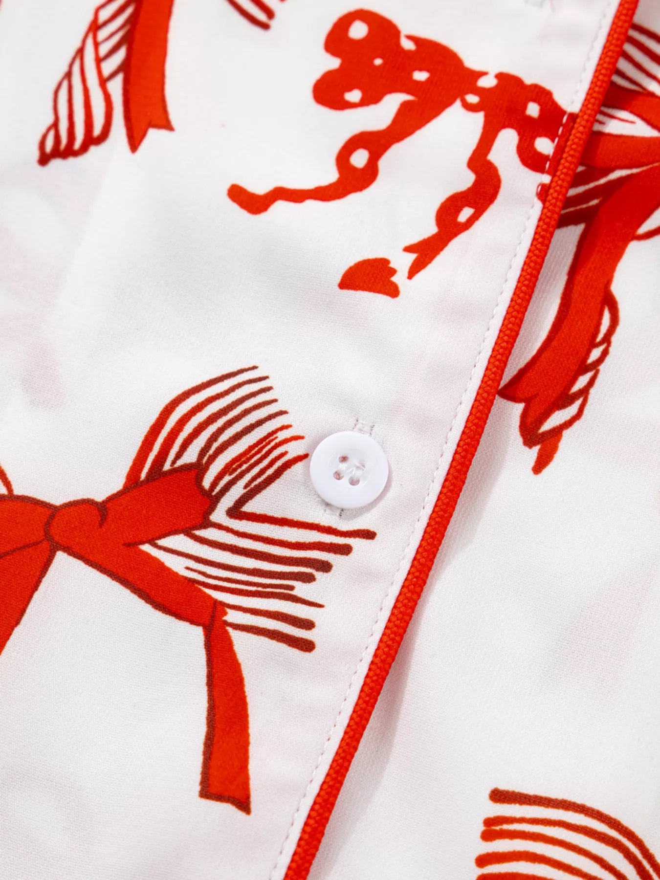 Christmas Bow Print Top and Pants 2pcs Pajama Set for Women
