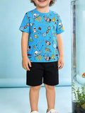 Astronaut Print Tee & Shorts Set in Sky Blue for Boys