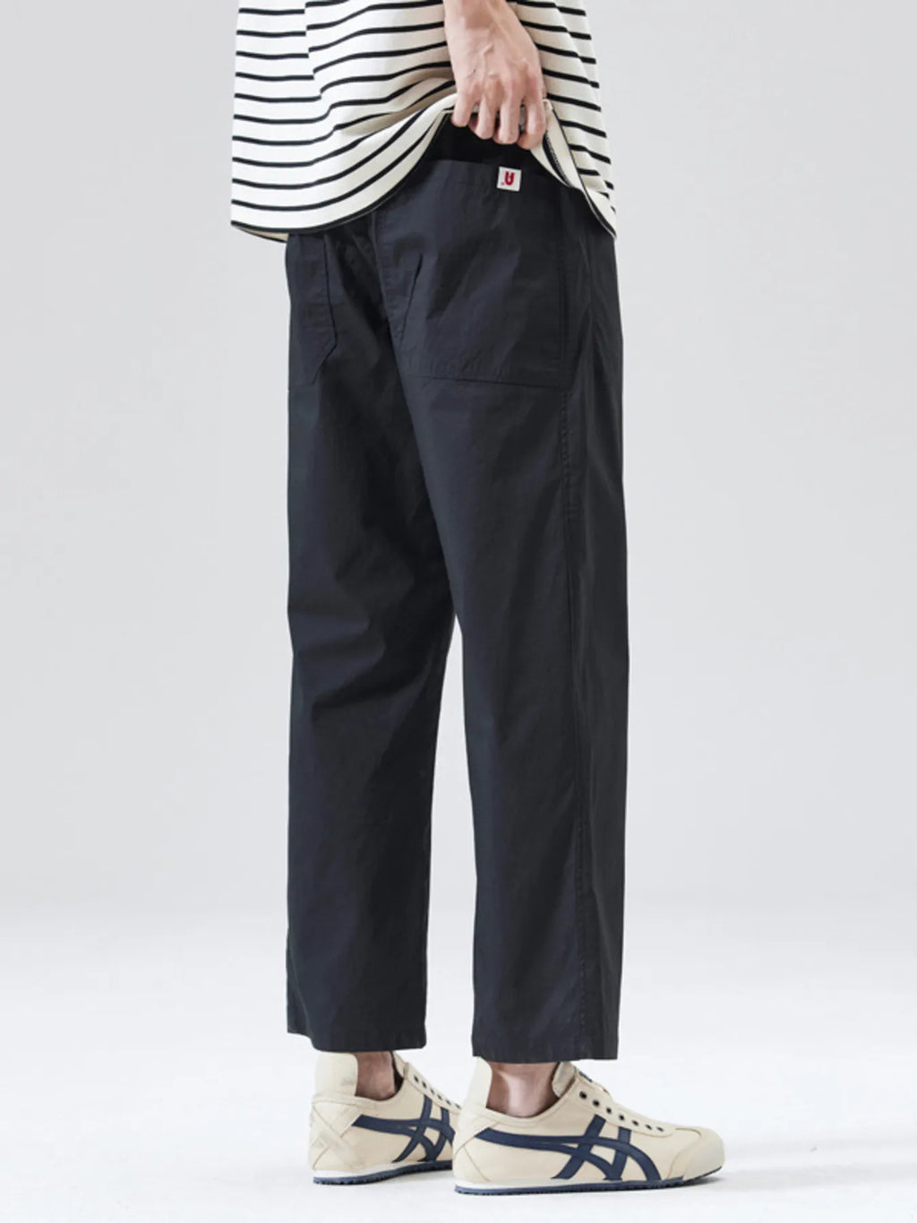 Wide-Leg Casual Pants Plus Size in Black for Men