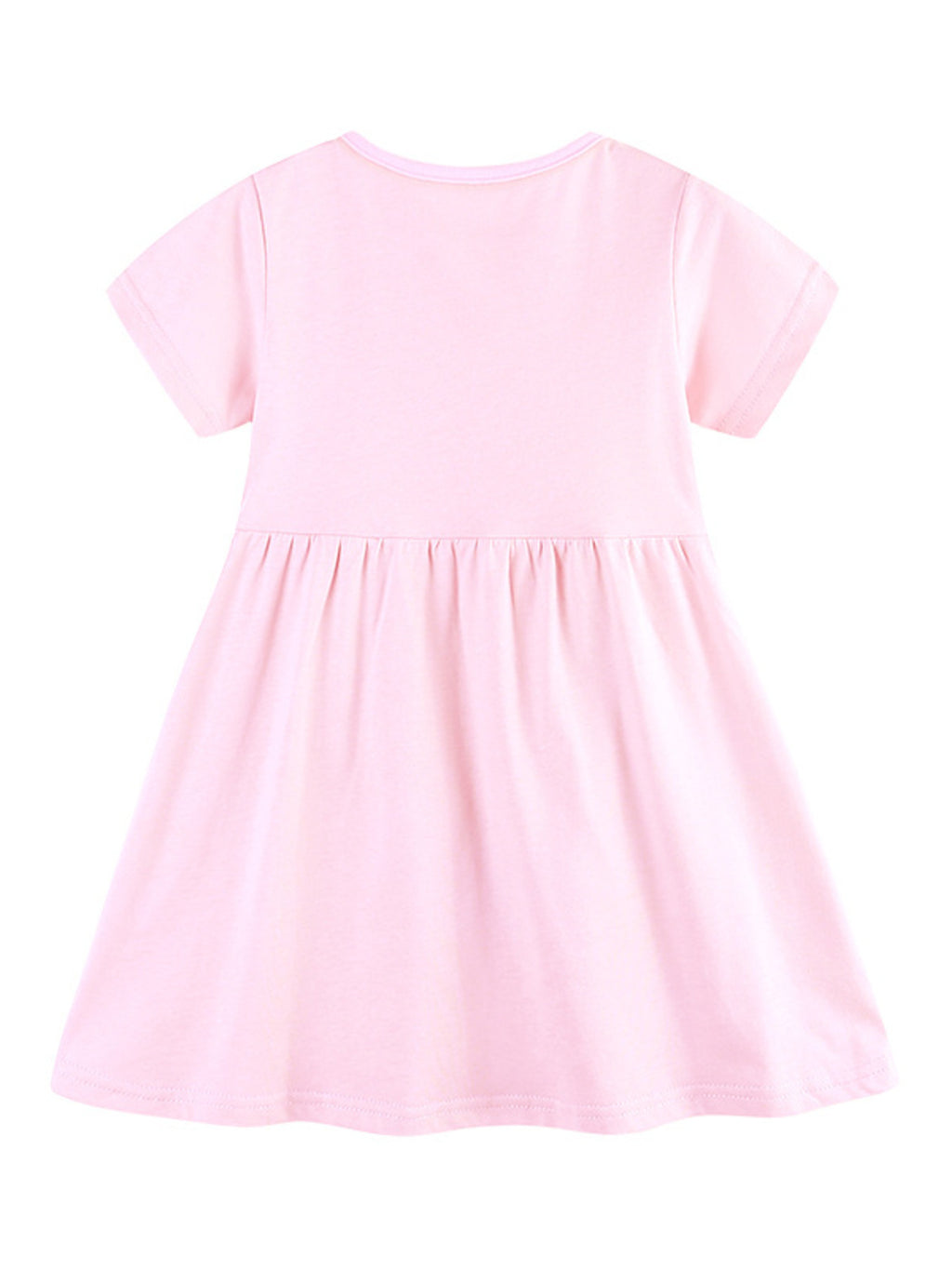 Rainbow Print Short Sleeve Casual Dress in Blush Pink for Girls