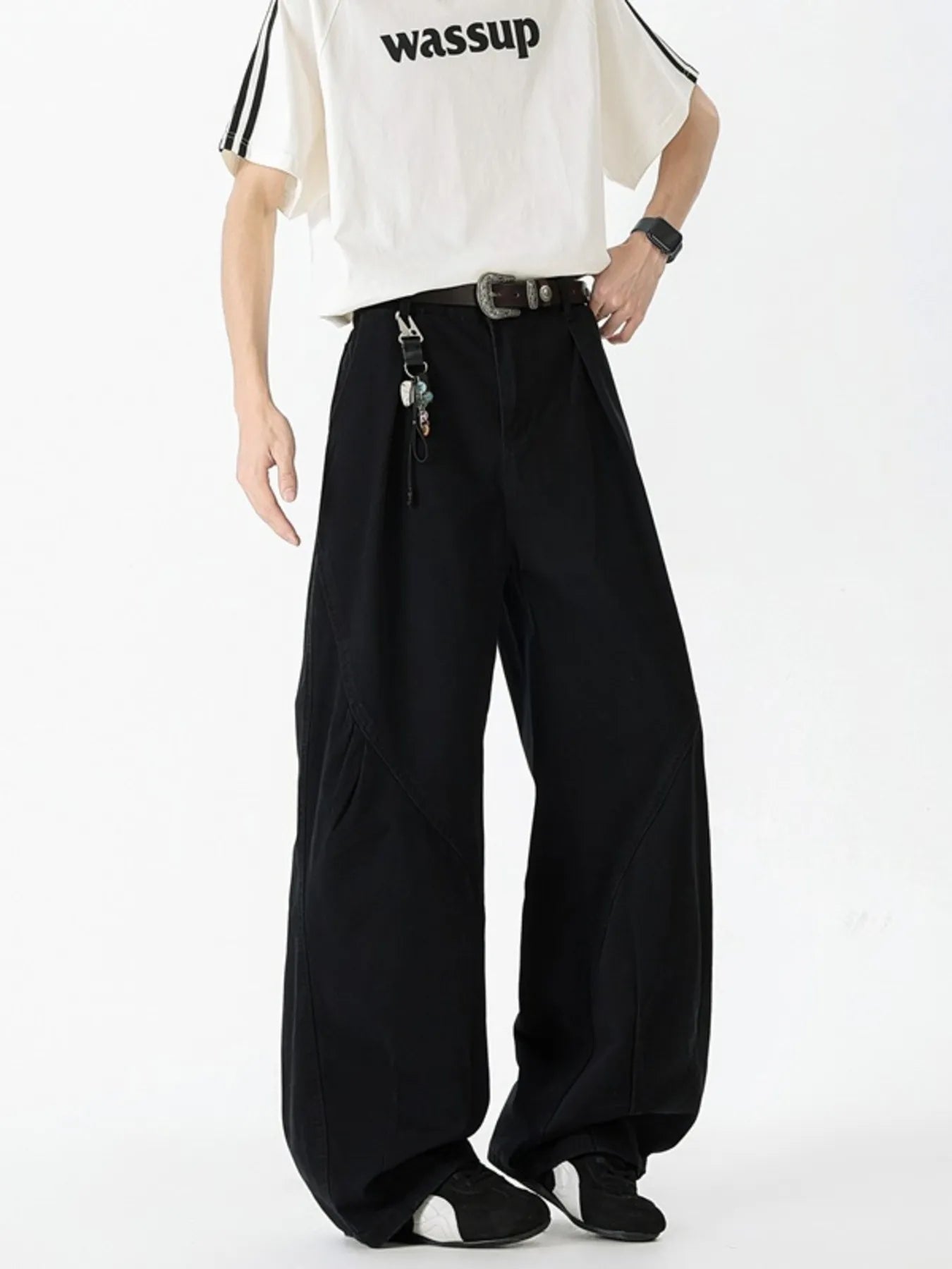 Wide Leg Jeans Plus Size in Green for Men