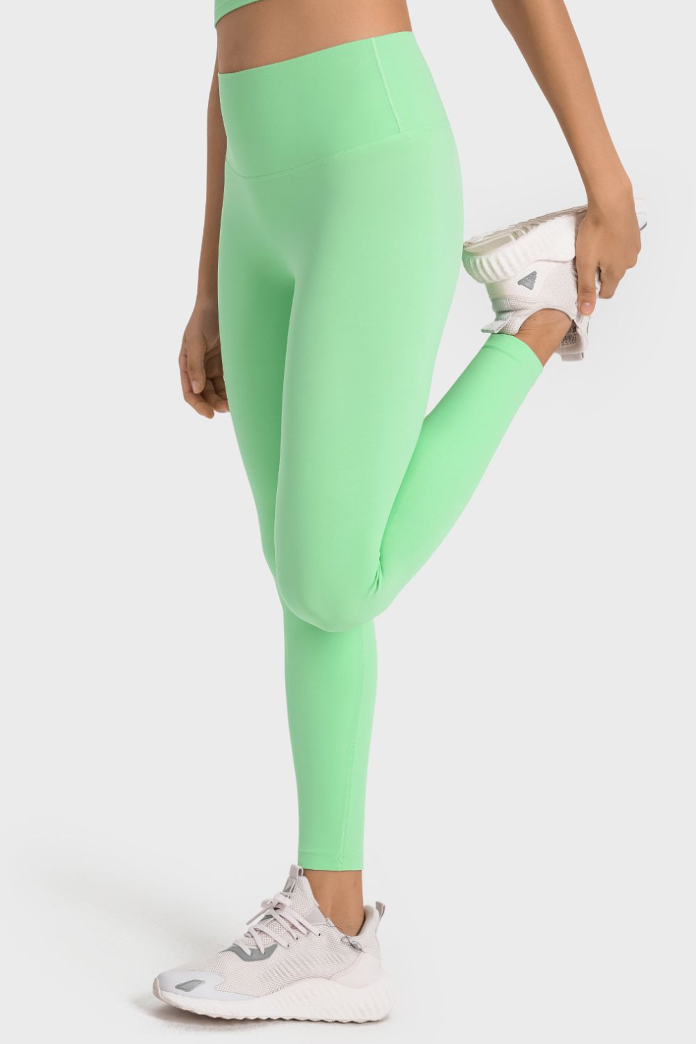 High-Rise Wide Waistband Yoga Leggings in Dark Gray for Women