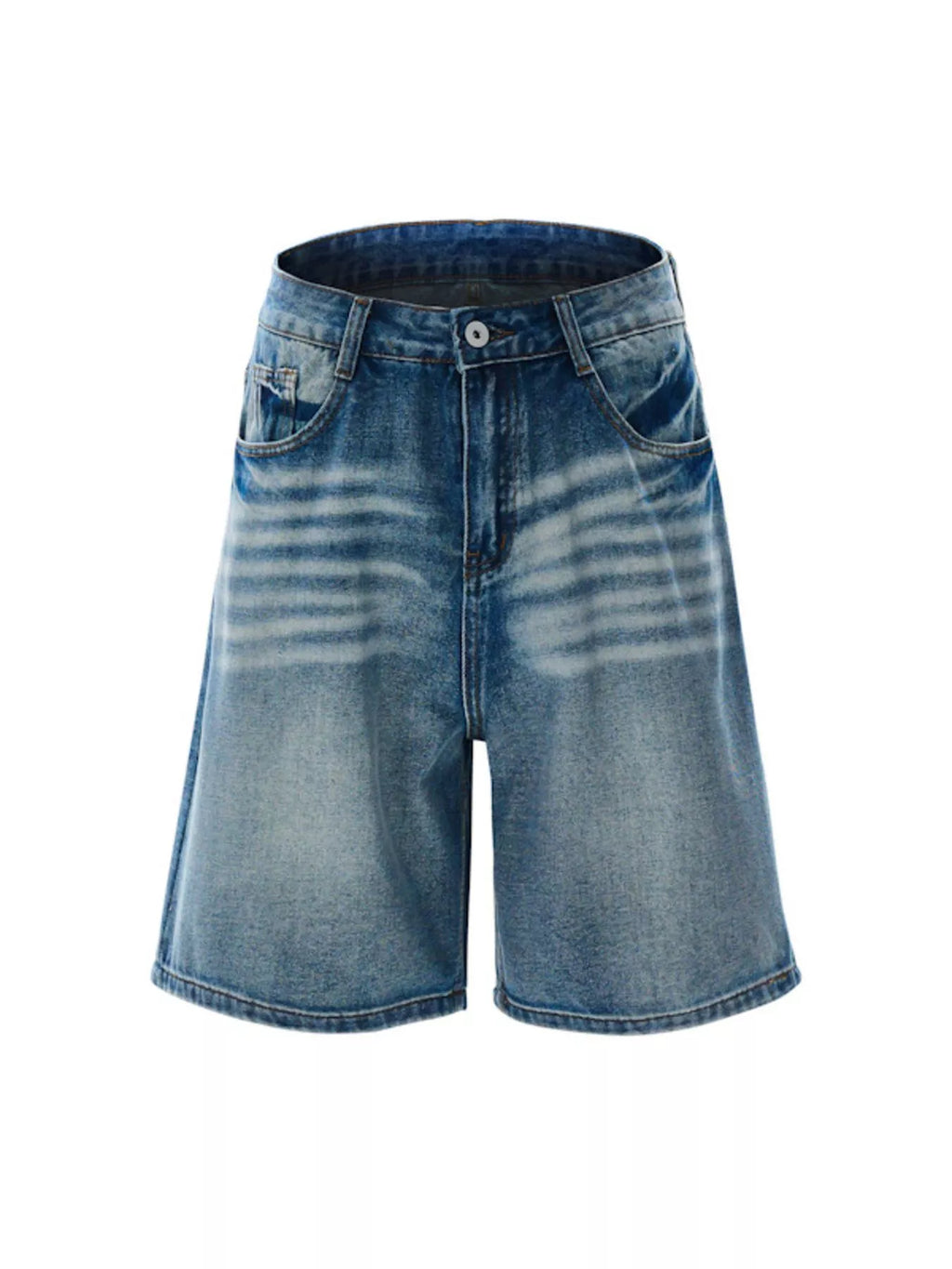 Washed Loose Fit Denim Shorts in Vintage Blue for Men