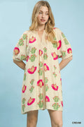 Abstract Print Mini Dress in Cream for Women