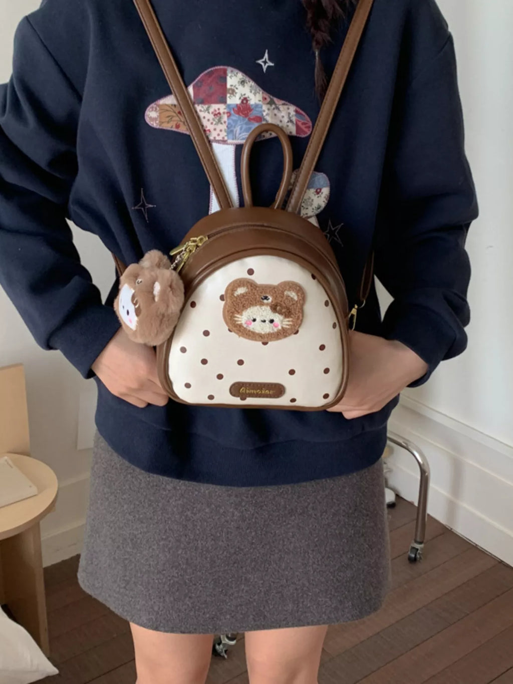 Cartoon Bear Backpack Bag for Women