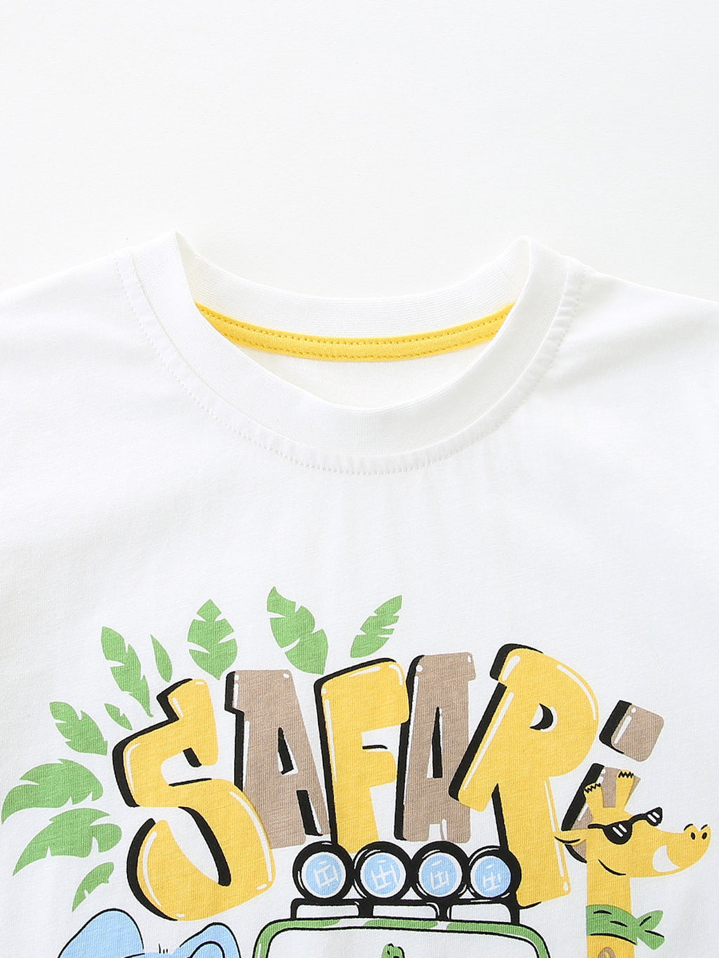 Animal Graphic Round Neck Tee in White for Boys