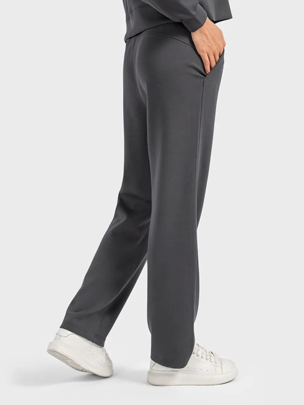 Drawstring Pocketed Sport Pants in Dark Blue for Women