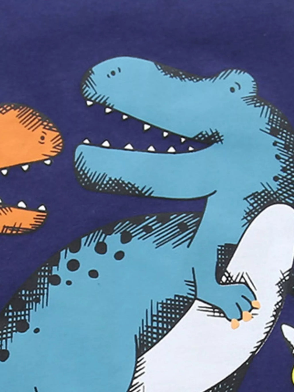 Dinosaur Print Casual Tee and Shorts Set in Dark Navy for Boys