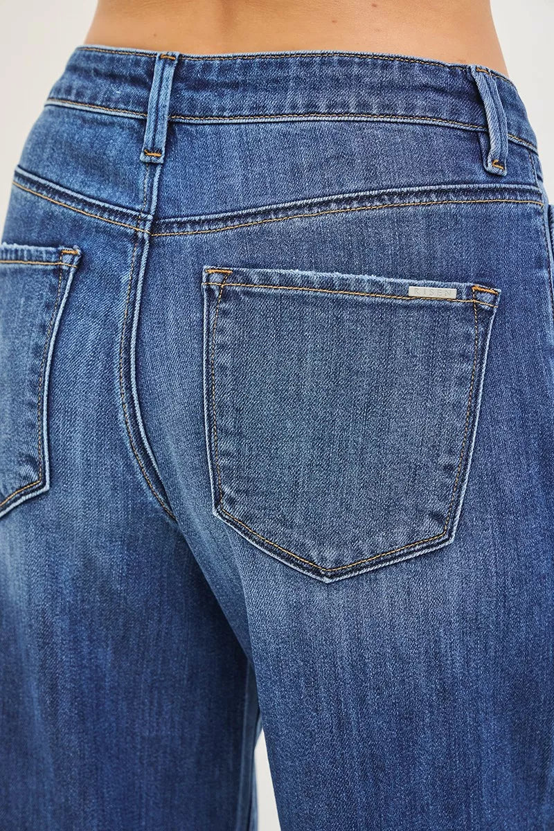 Slouchy Baggy Jeans with Pockets in Dark for Women