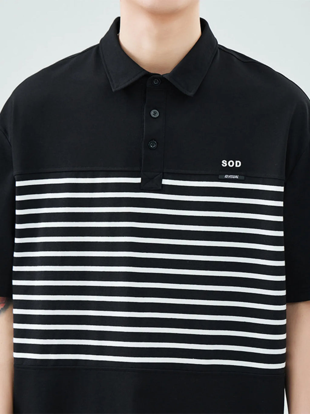 Plus Size Button Detail Short Sleeve Polo in White for Men