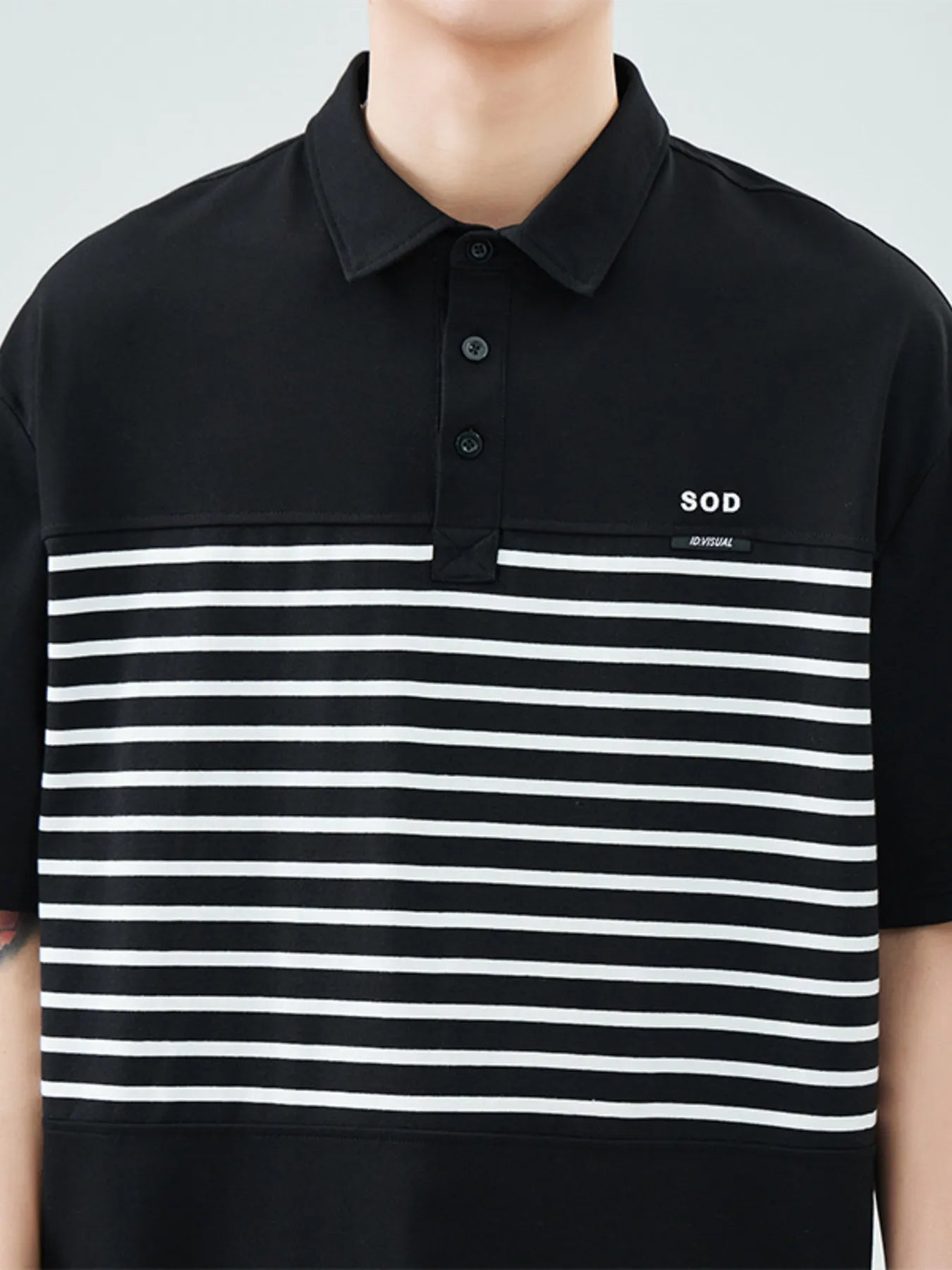 Plus Size Button Detail Short Sleeve Polo in White for Men