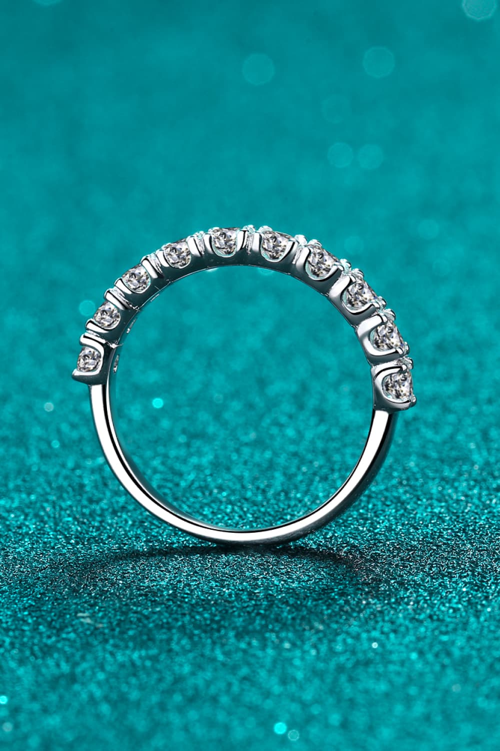 1 Carat Moissanite Half-Eternity Ring in Silver for Women