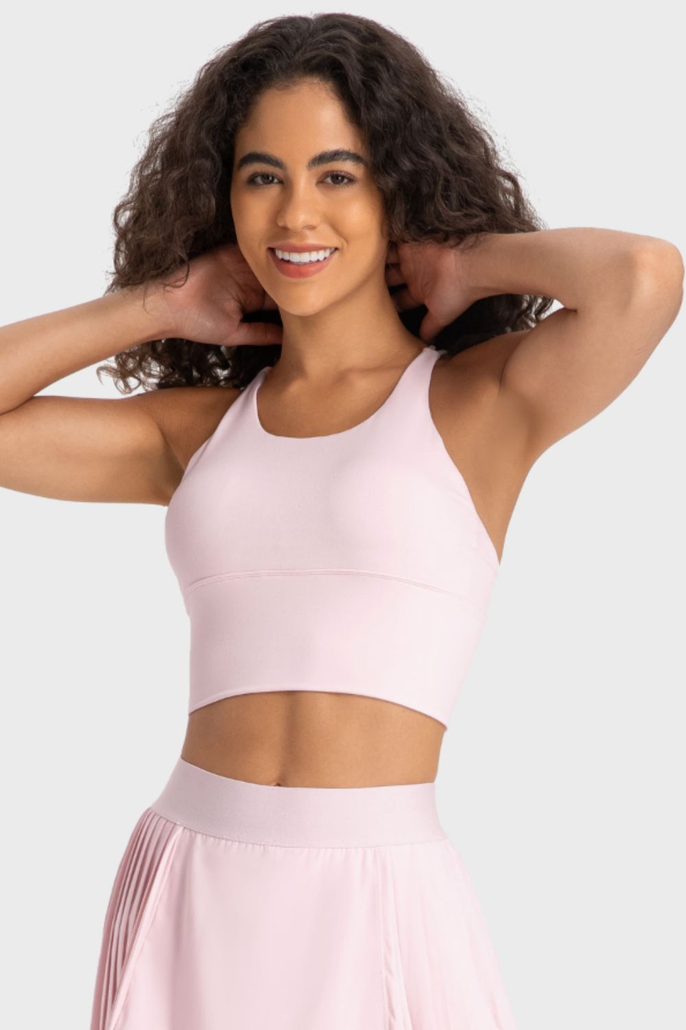 Crisscross Back Ladder Detail Sports Bra in Mid Green for Women