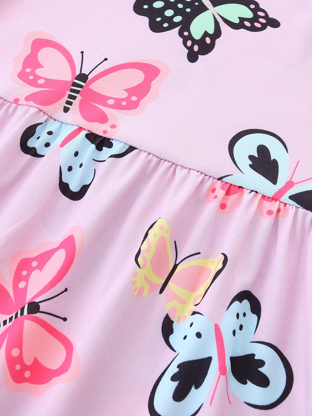 Butterfly Print Casual Dress in Pink Purple for Girls