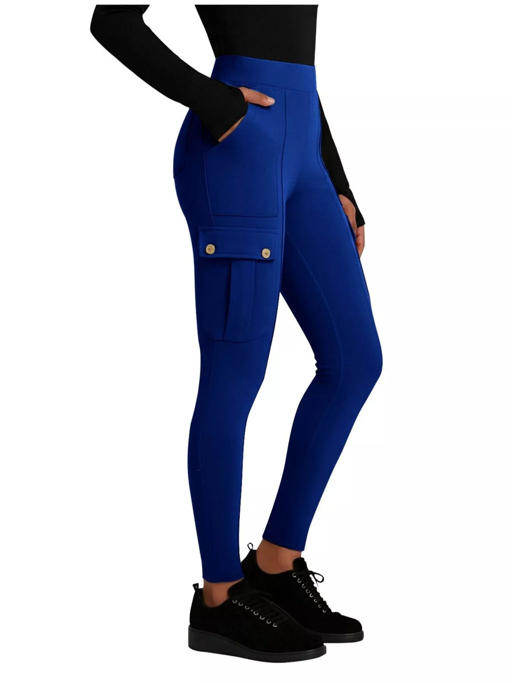 High Waist Active Pants in Black in Burgundy for Women