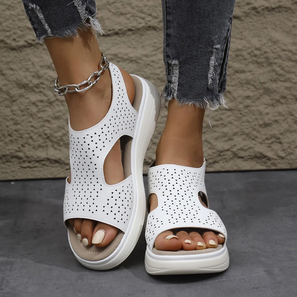 Cutout Platform Sandals in White for Women