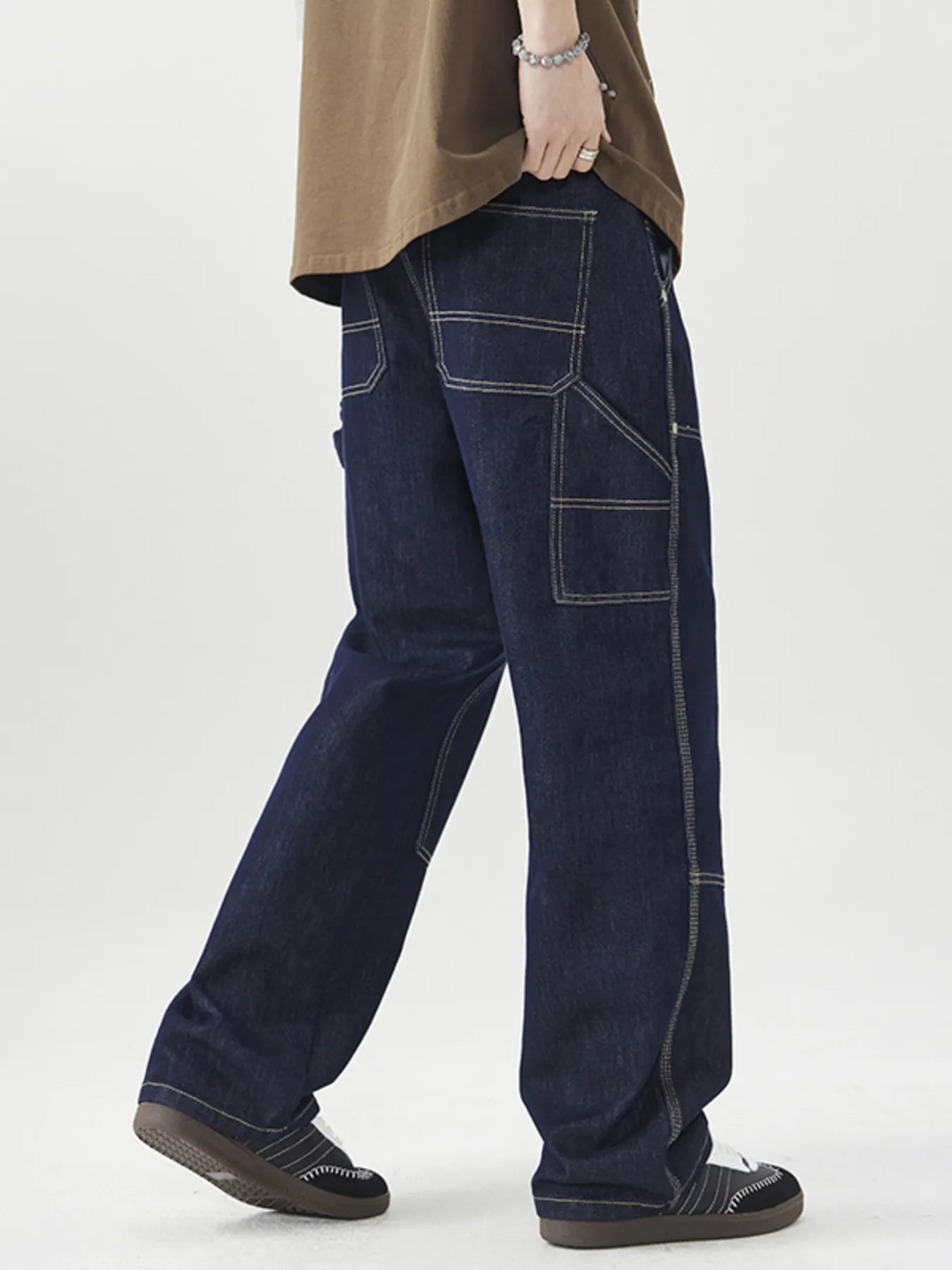 Wide Leg Jeans in Dark Navy for Men