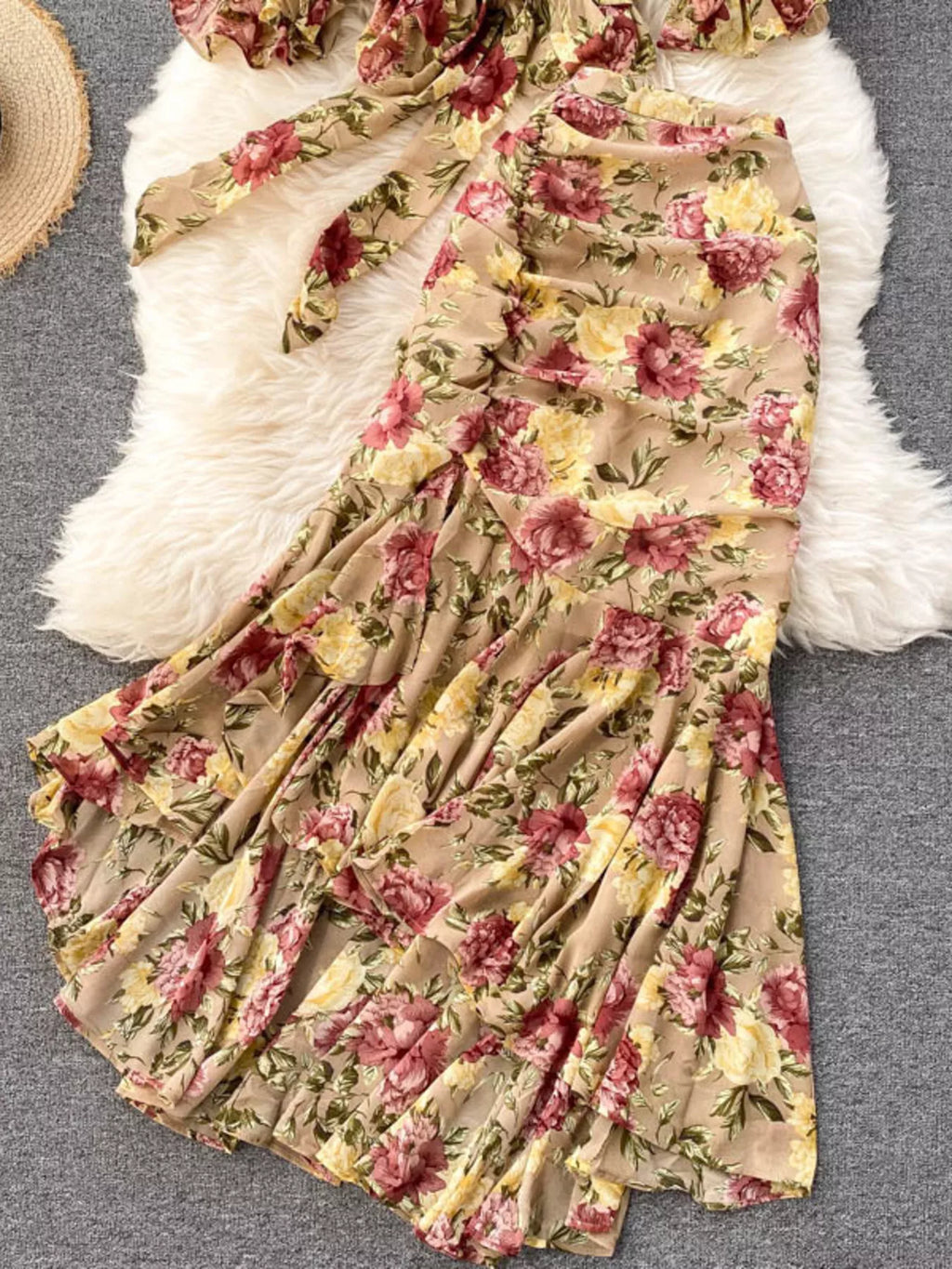 Floral Print Crop Top and Skirt Set for Women