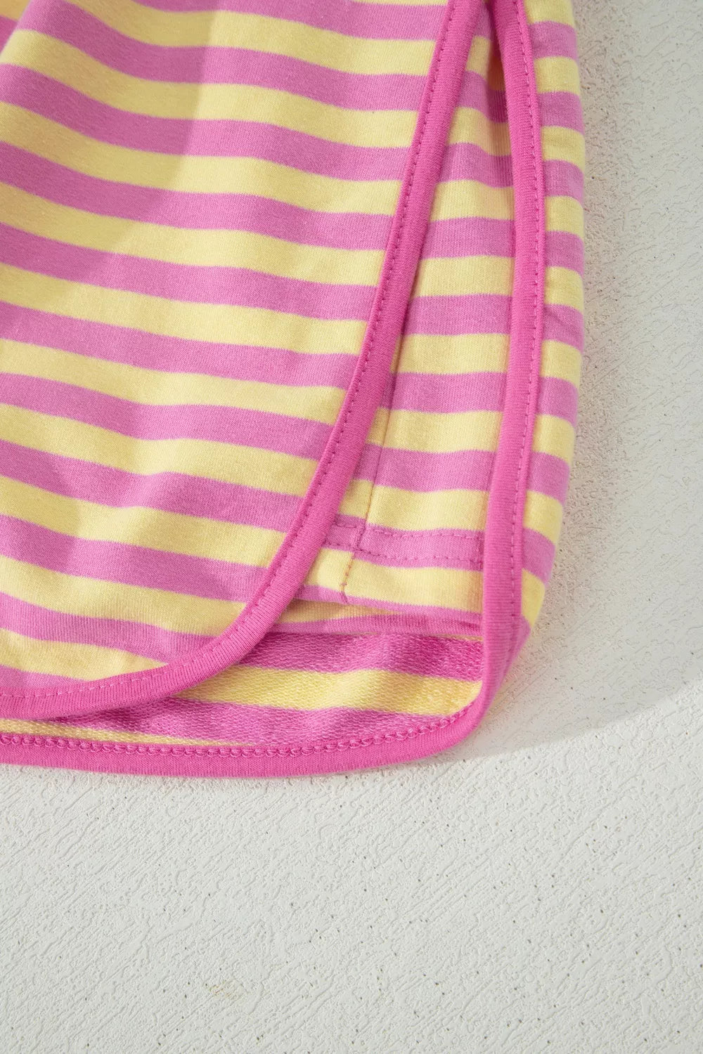 Striped Round Neck Tee and Shorts Casual Set for Women