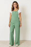 Plus Size Wide Strap Overall with Pockets in Gum Leaf for Women