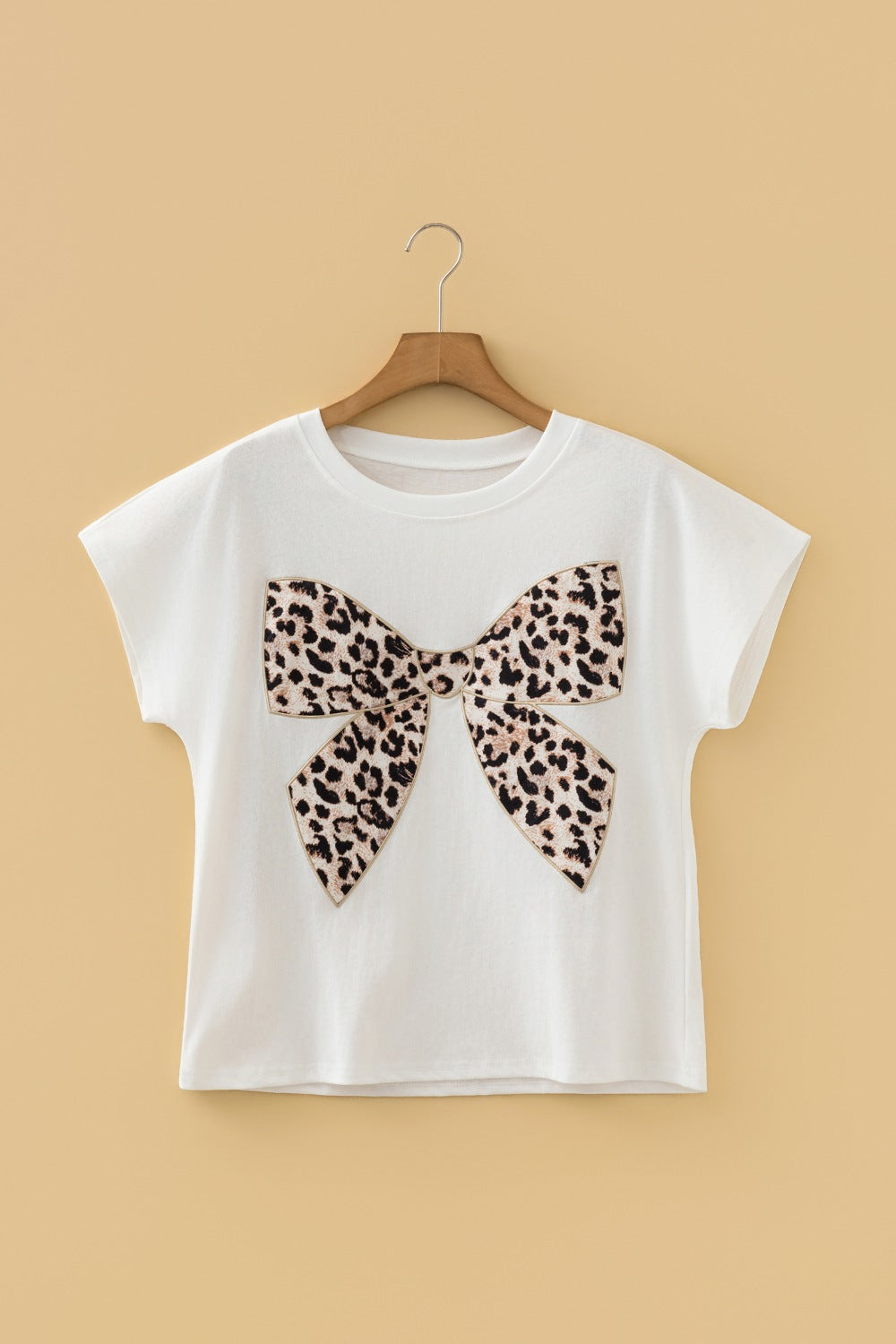 Leopard Bow Graphic Relaxed Fit T-Shirt in Pink for Women
