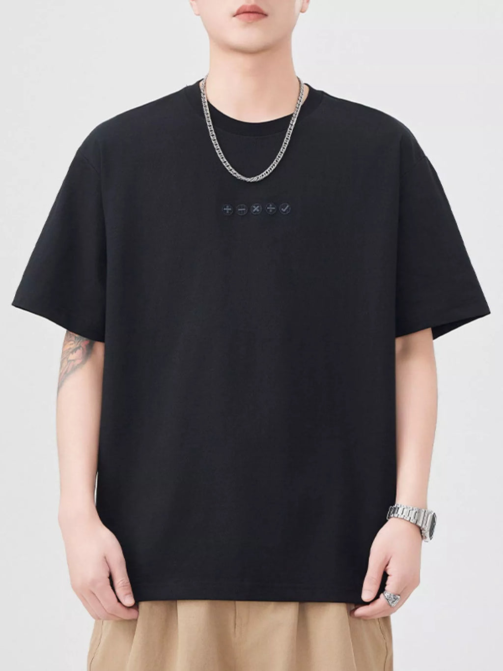Plus Size Round Neck Relaxed Fit T-Shirt in Purple for Men