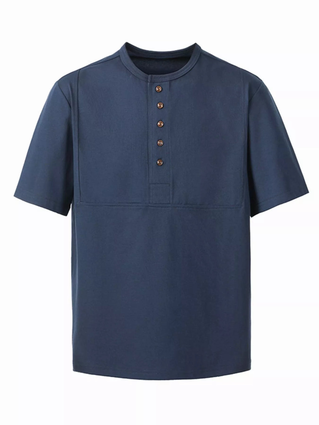 Plus Size Button Detail Short Sleeve T-Shirt in Royal Blue for Men