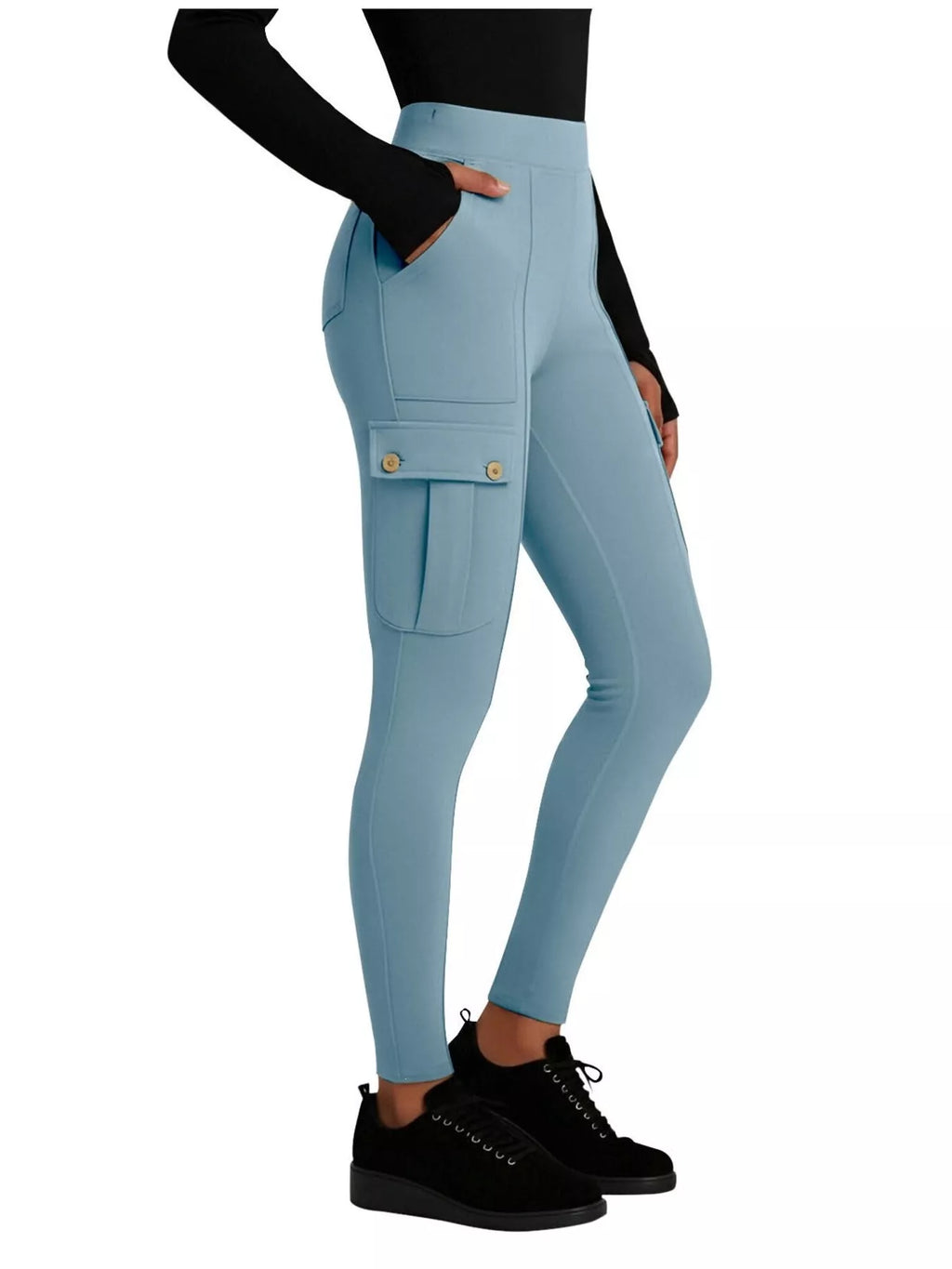 High Waist Active Pants in Black in Burgundy for Women