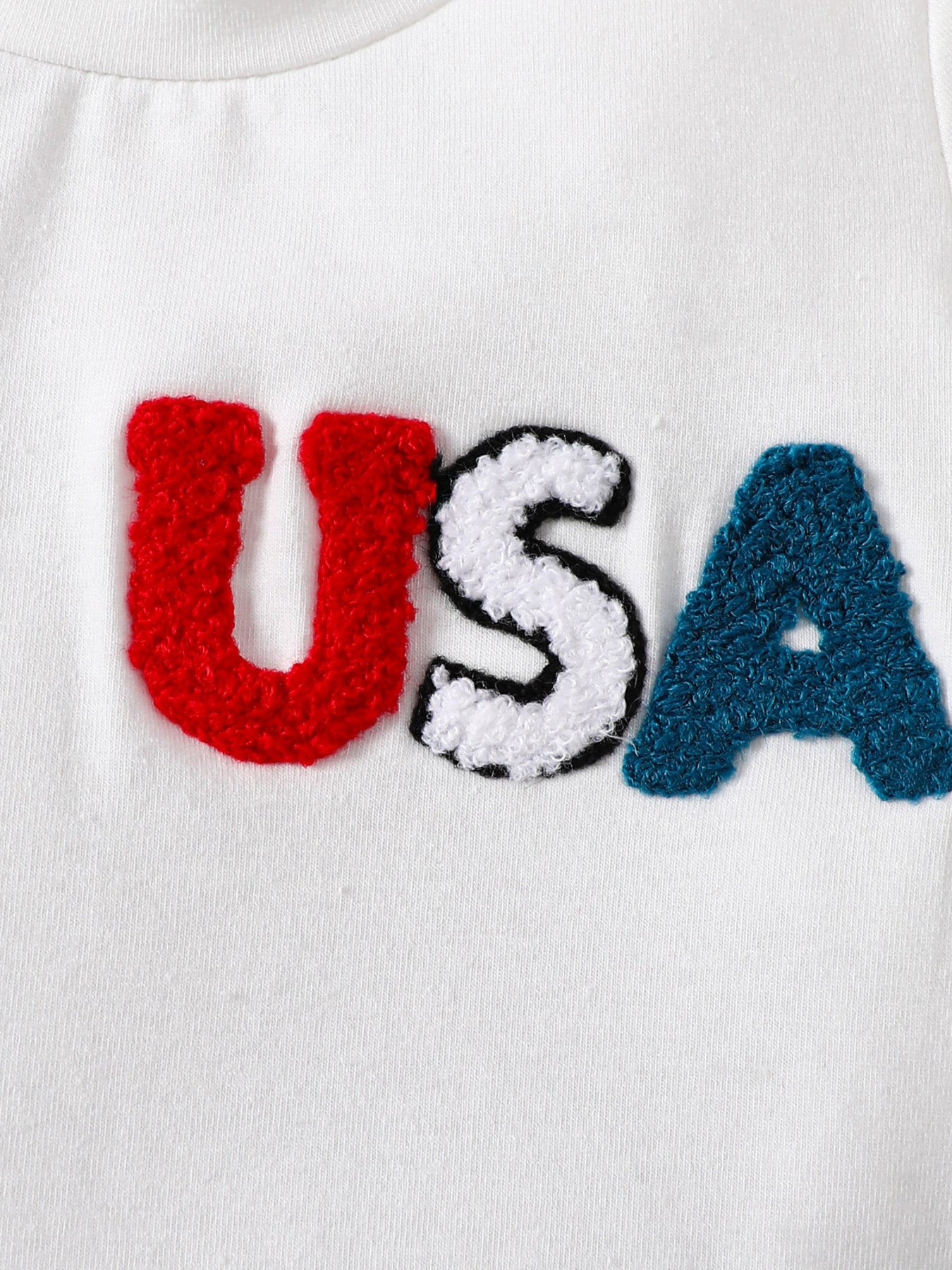 Patriotic USA Tee & Star Print Shorts Set in White for Boys