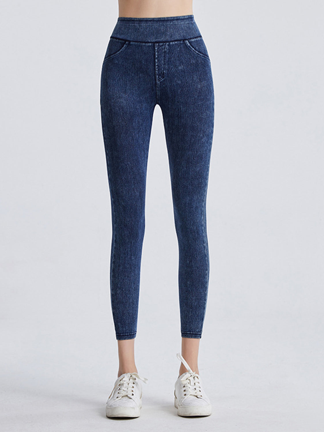 Wide Waistband Sports Leggings in Dark for Women