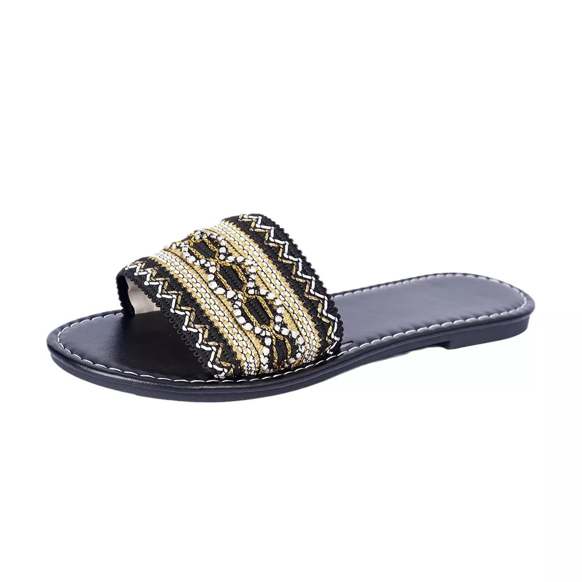 Open Toe Flat Sandals in White for Women