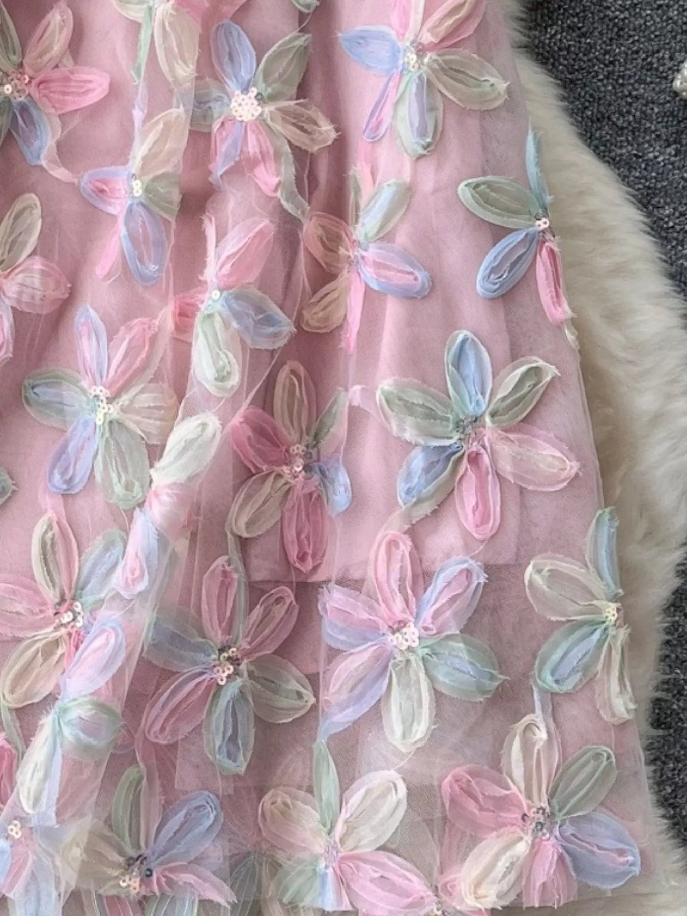Floral Mesh Skirt for Women