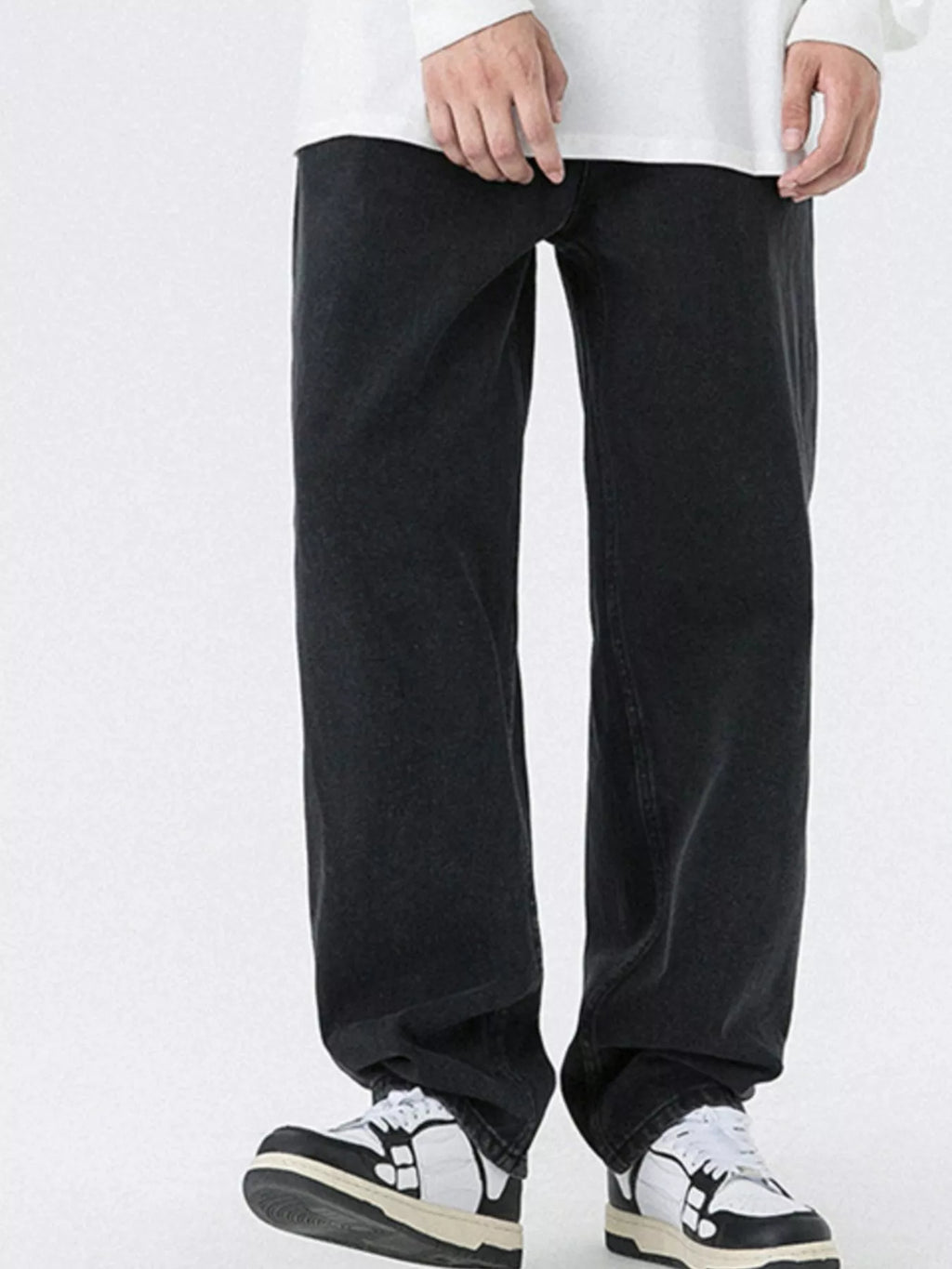 Pocketed Wide Leg Jeans in French Blue for Men
