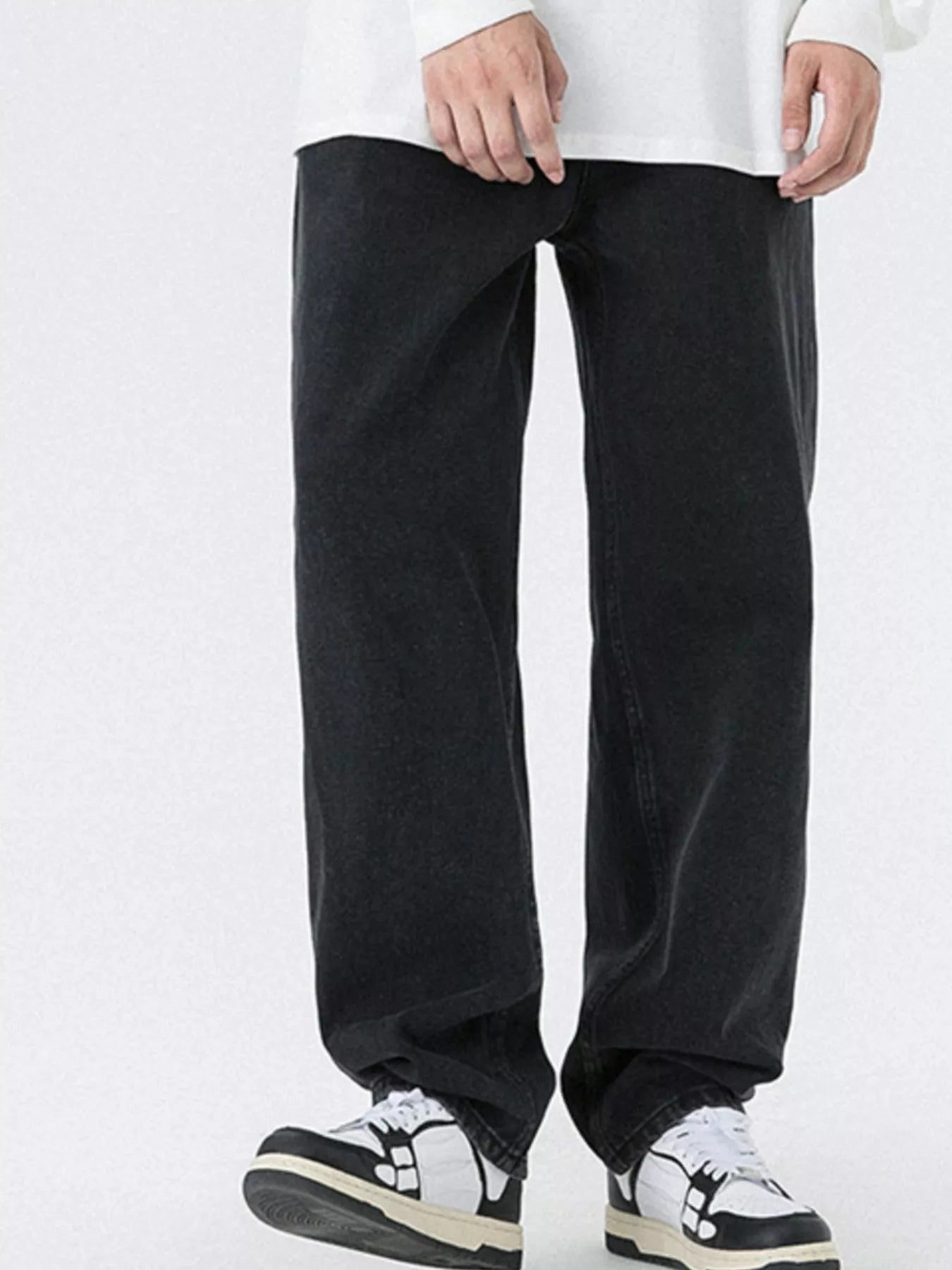 Pocketed Wide Leg Jeans in French Blue for Men