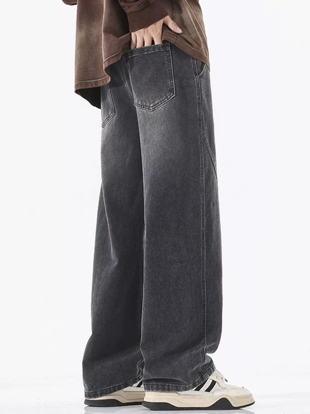 Vintage Wash Wide Leg Jeans Plus Size in Vintage Blue for Men