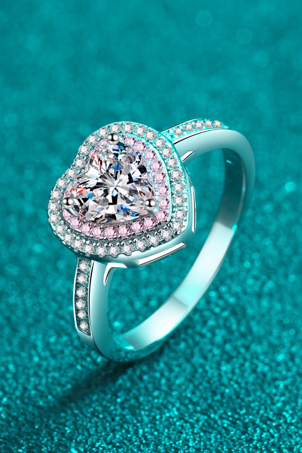 1 Carat Moissanite Heart 925 Sterling Silver Ring for Women