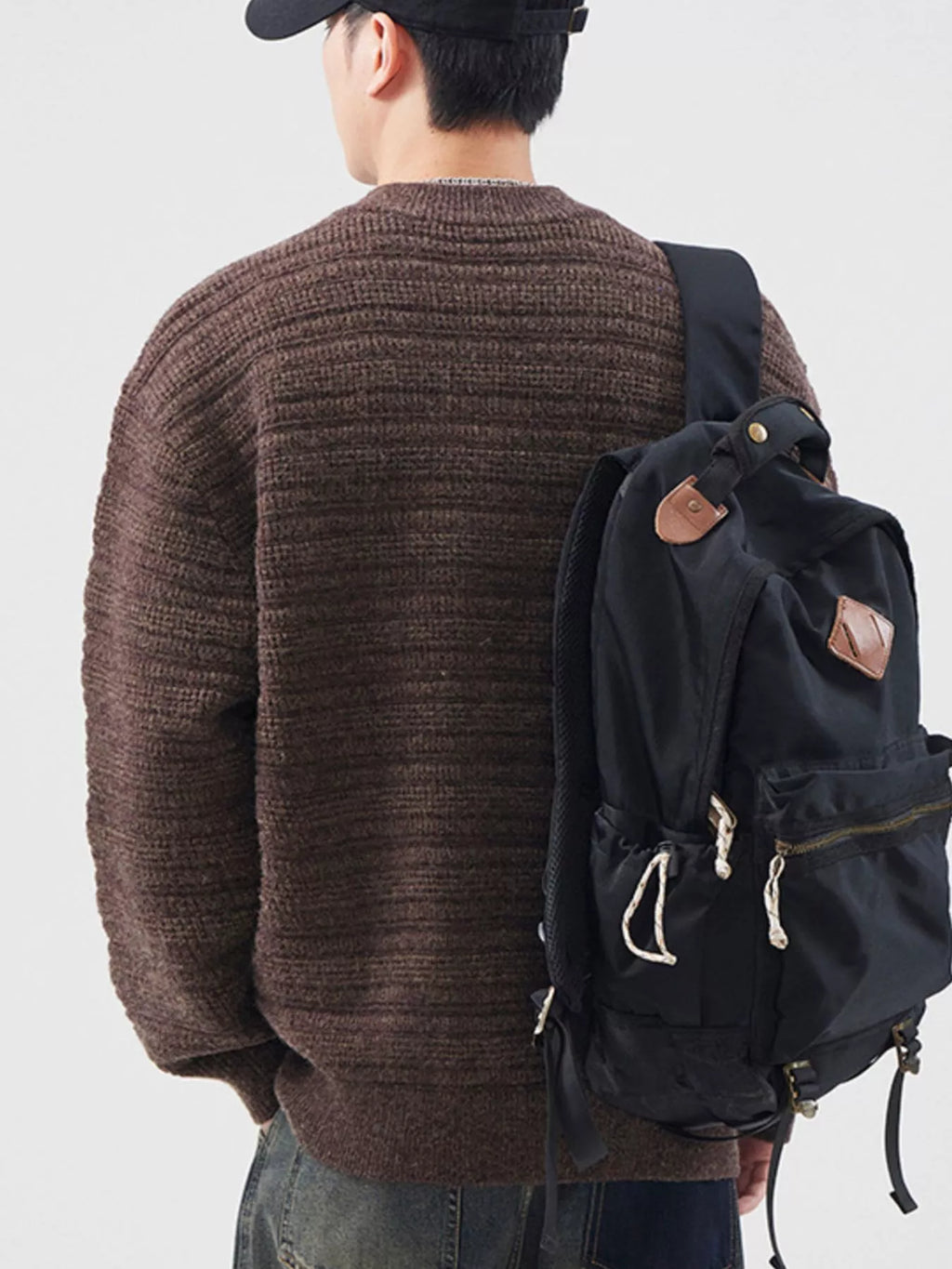 Plus Size Button Detail Long Sleeve Sweater in Gray Green for Men
