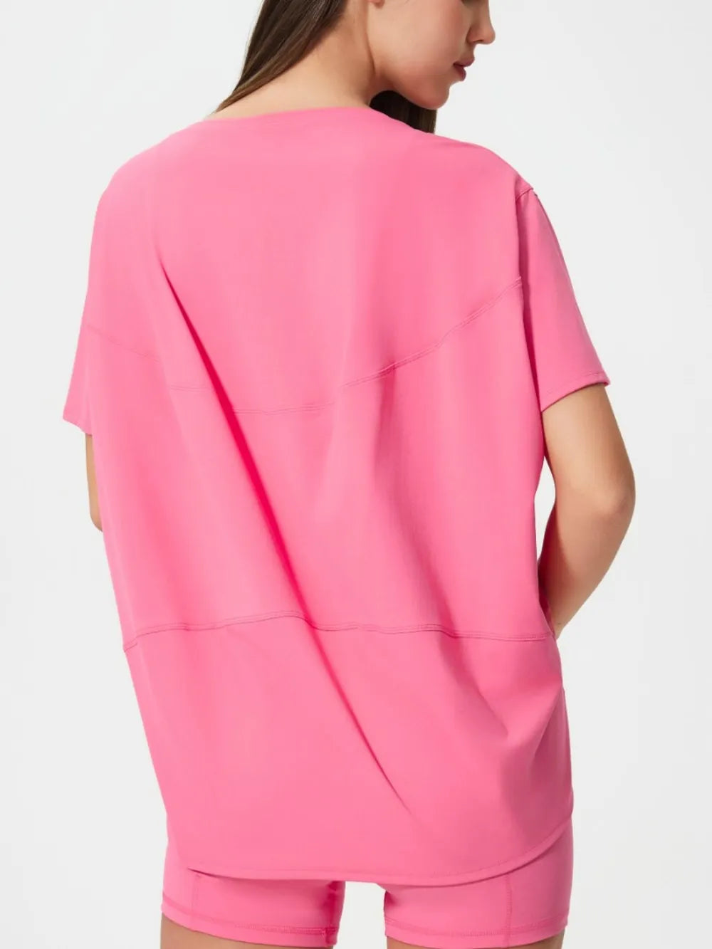 Round Neck Short Sleeve Active T-Shirt in Classic in Fuchsia Pink for Women
