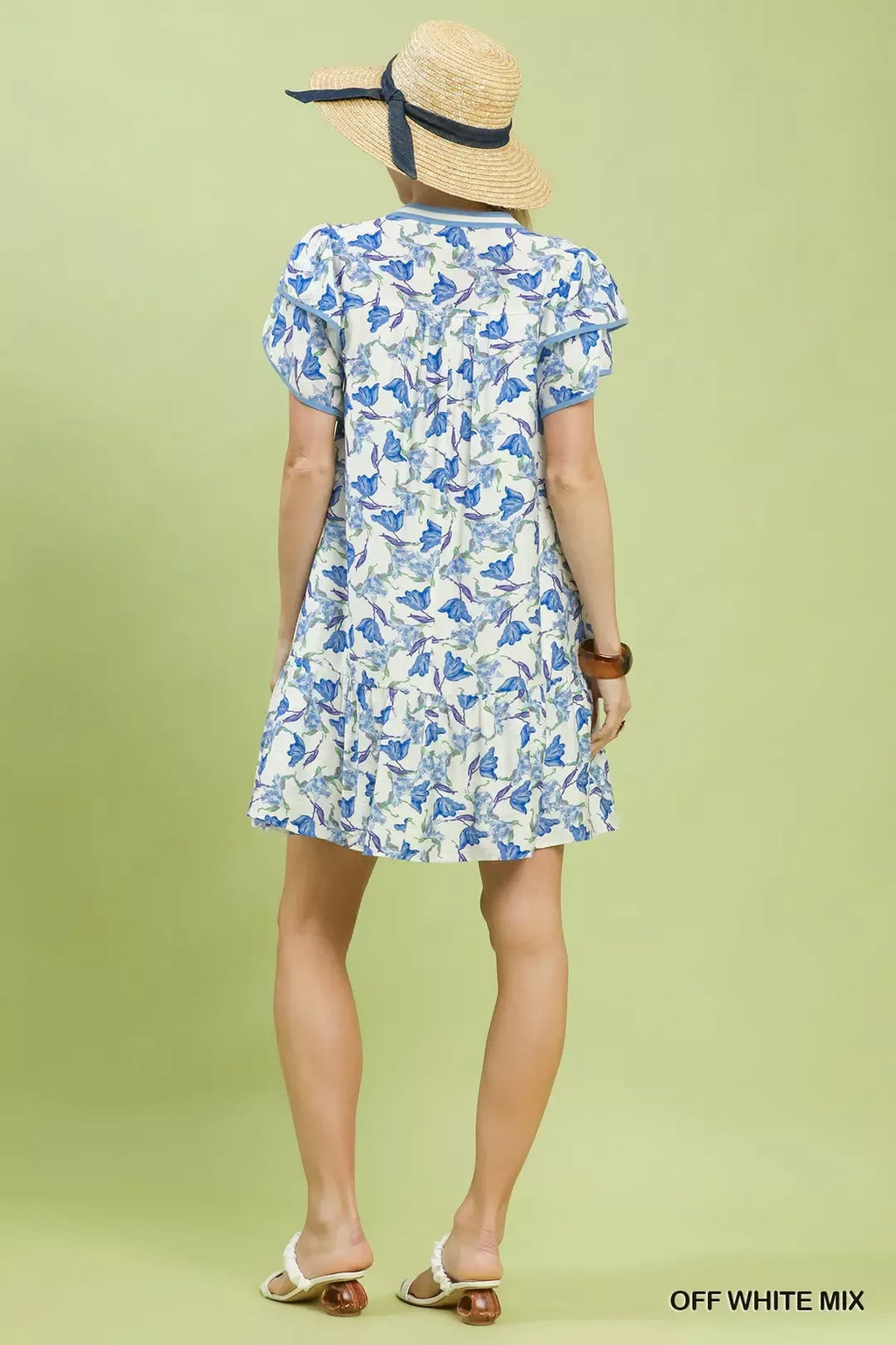 Floral Flutter Sleeve Tiered Dress for Women