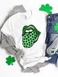Saint Patricks Day Round Neck T-Shirt in White for Women