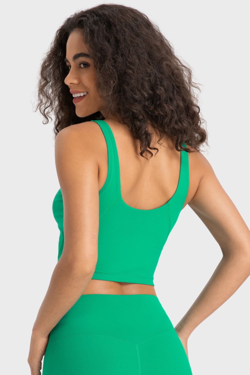 Deep V-Neck Crop Sports Bra in White for Women