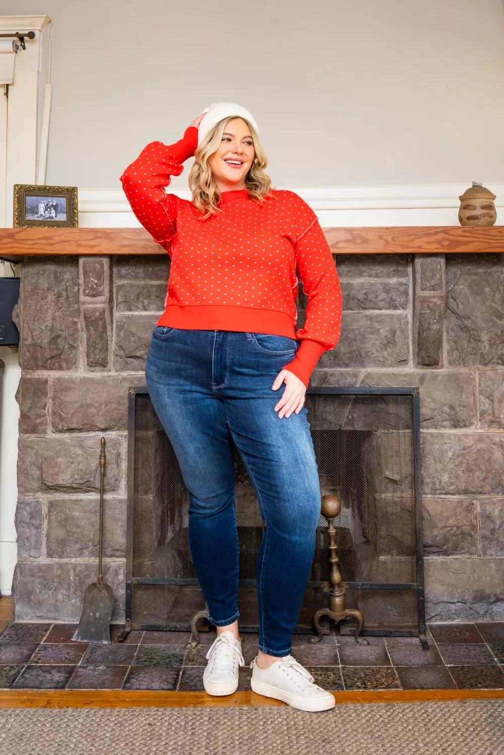 Washed Thermal Skinny Jeans Plus Size in Dark for Women