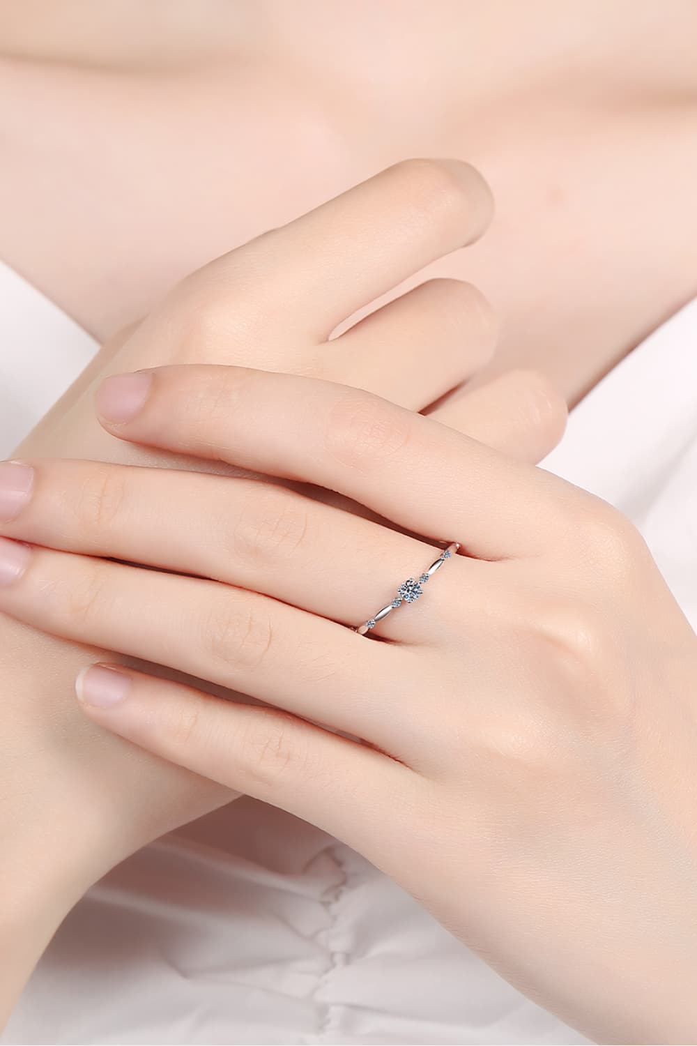 Moissanite 925 Sterling Silver Rhodium-Plated Ring for Women
