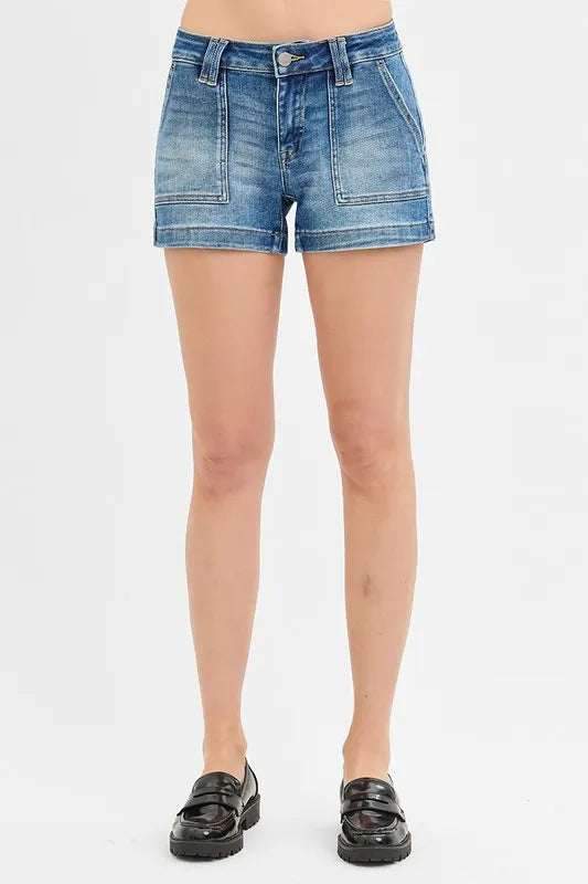 Low Rise Patched Pocket Shorts for Women