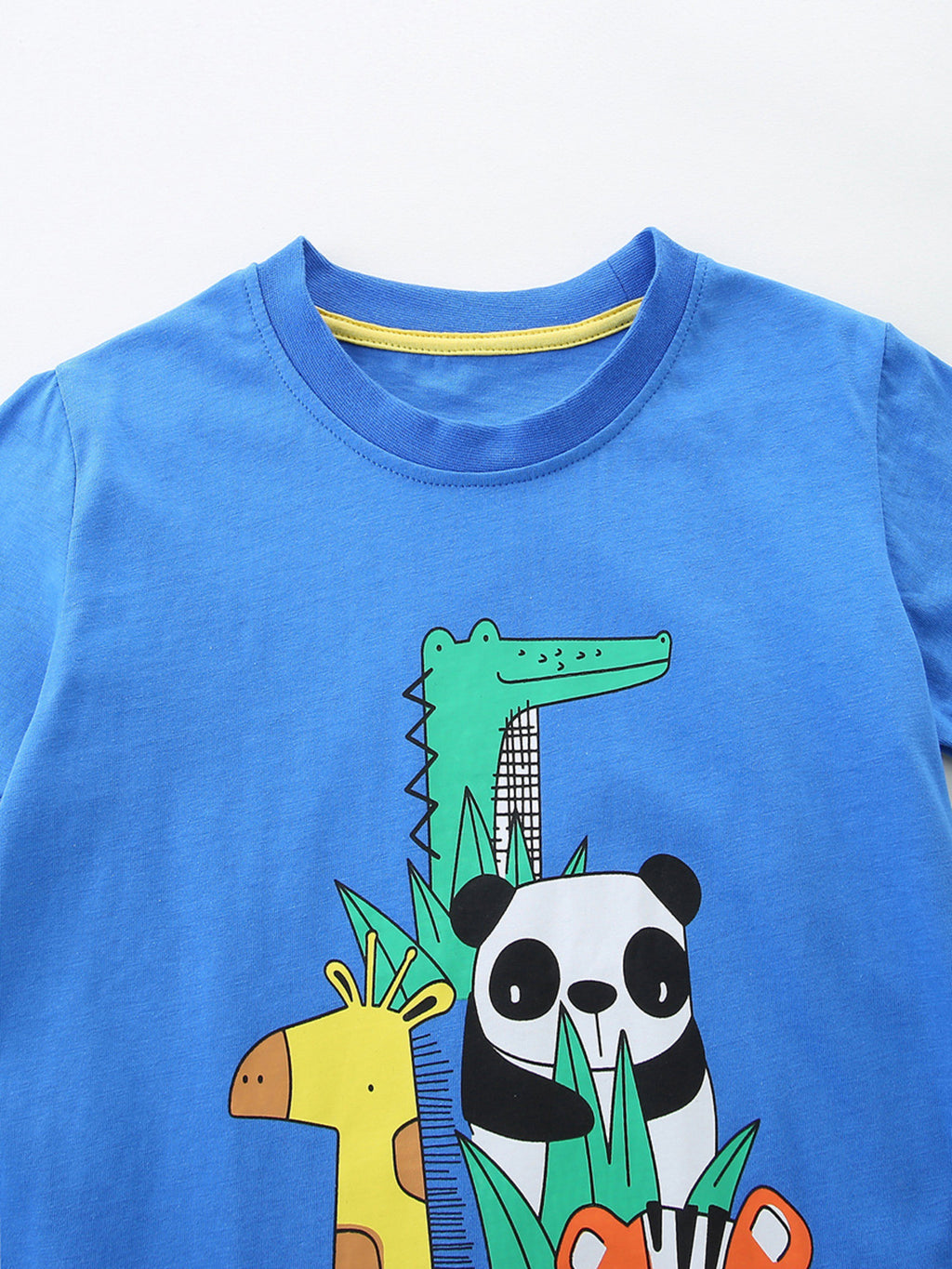 Animal Print Crew Neck T-Shirt in Blue for Boys