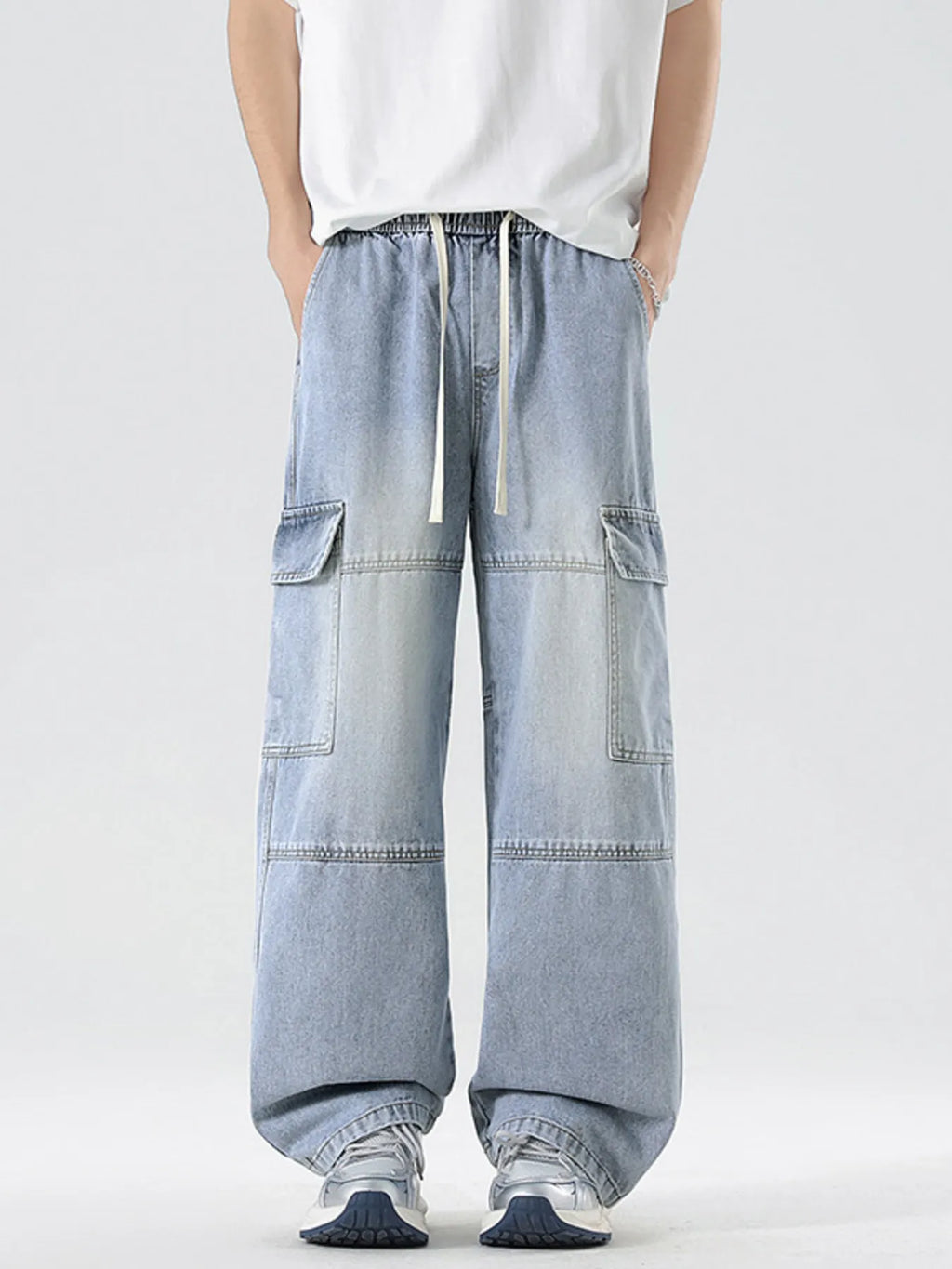 Vintage Wash Wide Leg Jeans Plus Size in Medium for Men